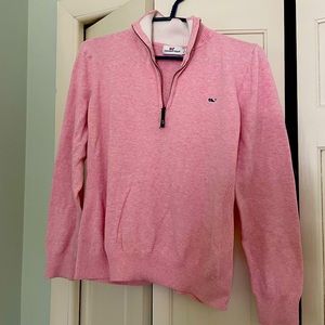XL fine knit Vineyard Vines pink sweater pullover 1/4 zip